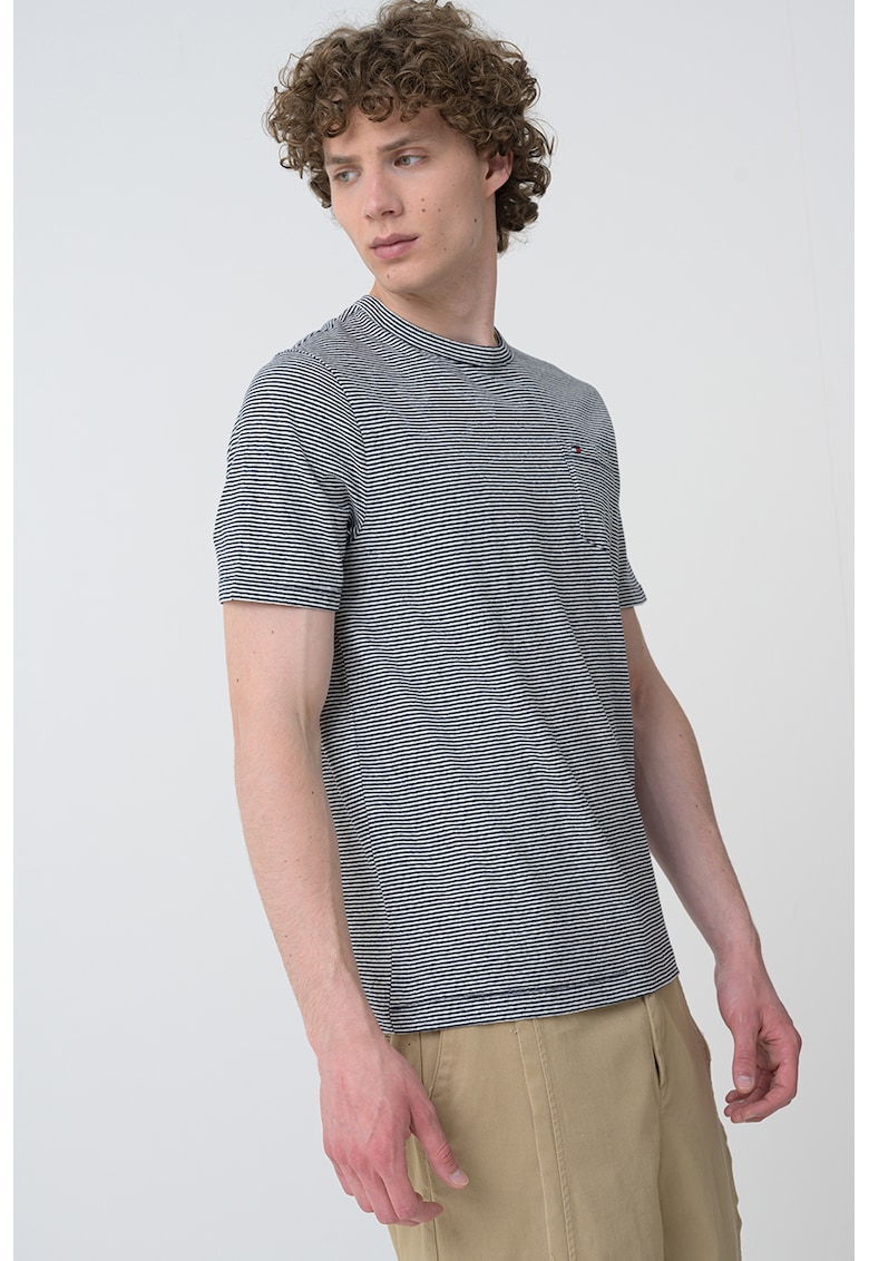 Tricou din amestec de in cu dungi