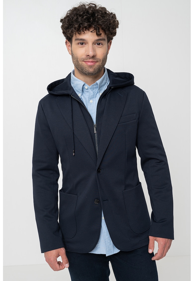 Hanorac regular fit cu fermoar si nasturi