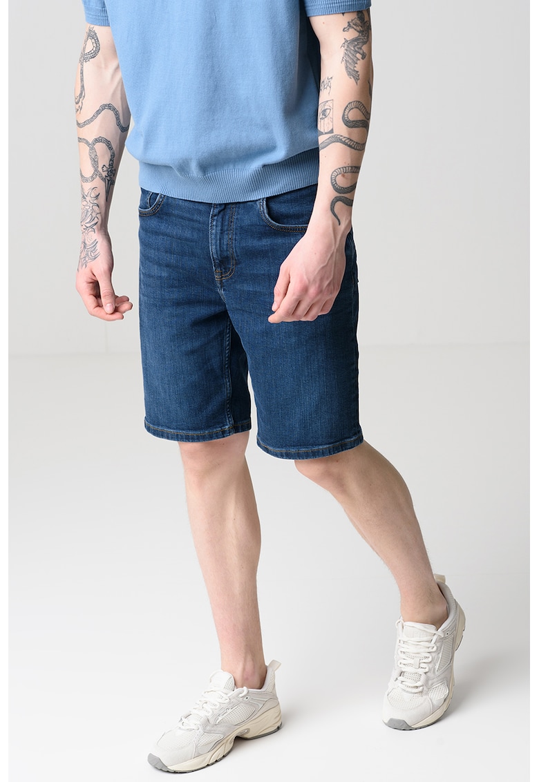 Pantaloni scurti de denim - Albastru inchis