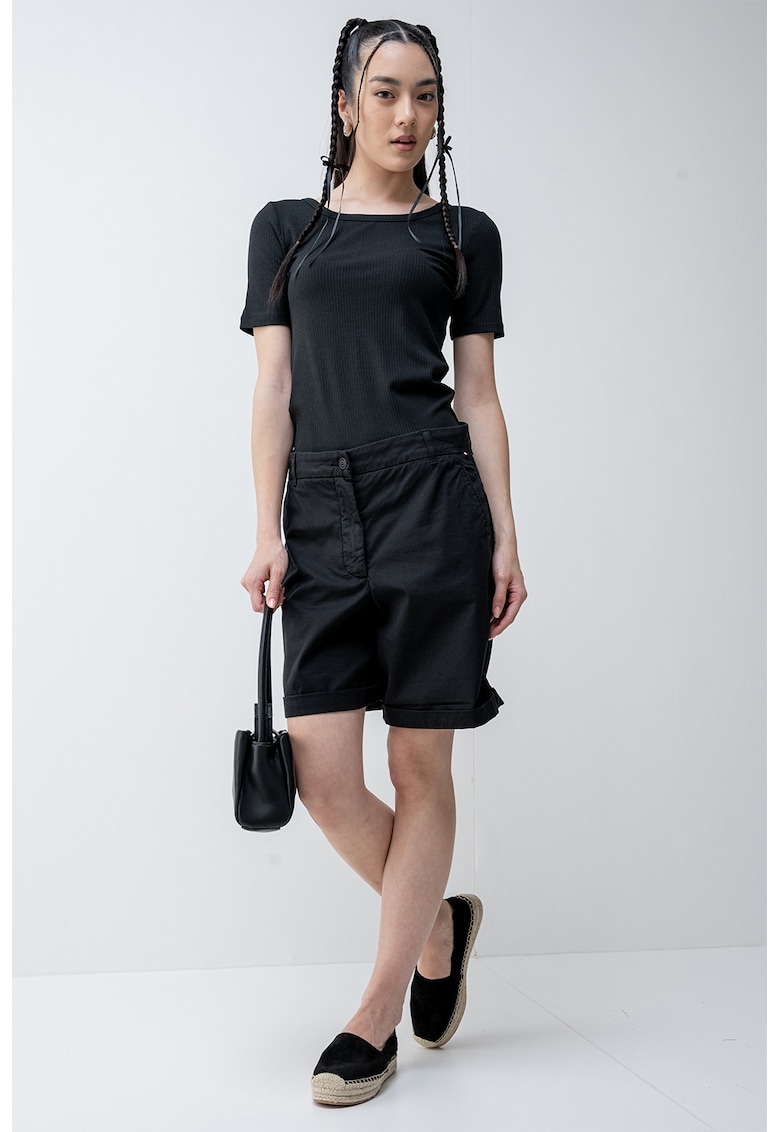 Tricou slim fit striat - Negru