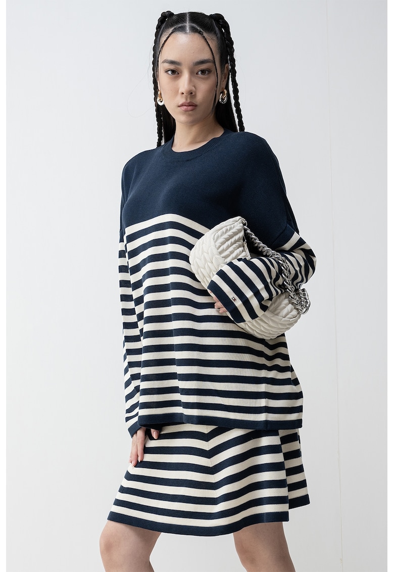 Pulover din amestec de lyocell cu dungi Pulover din amestec de lyocell cu dungi