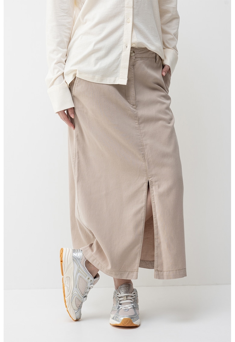 Fusta din amestec de lyocell cu slit frontal