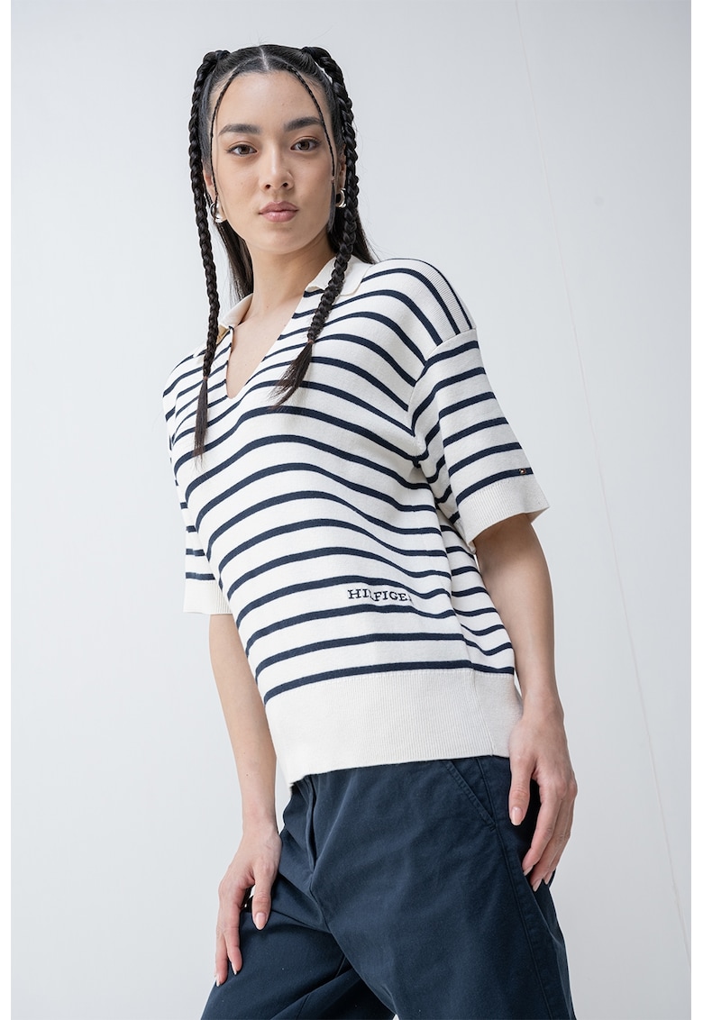 Pulover din bumbac organic cu maneci scurte