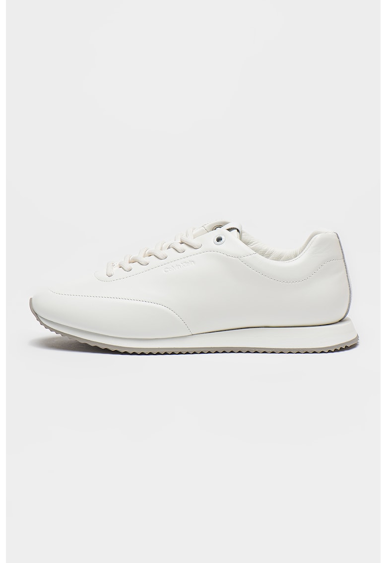Pantofi sport din piele cu logo - Alb optic