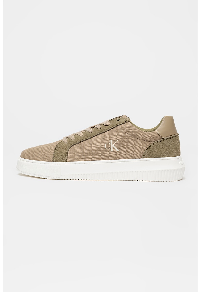 Pantofi sport cu garnituri din piele intoarsa - Kaki