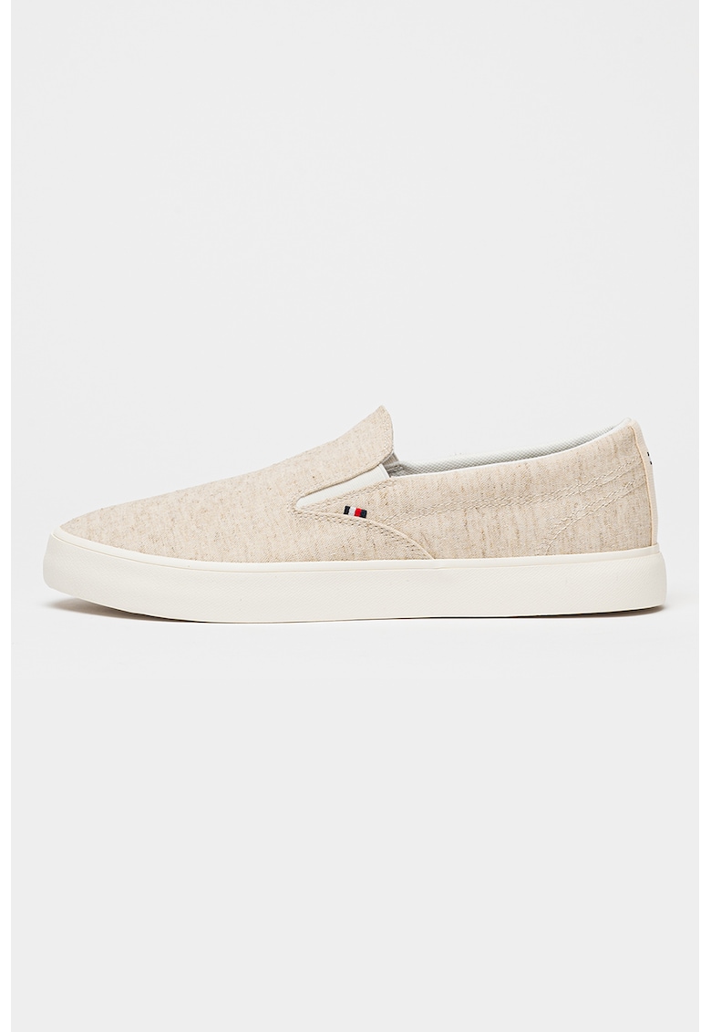 Pantofi slip-on din in - Alb fildes/Bej deschis