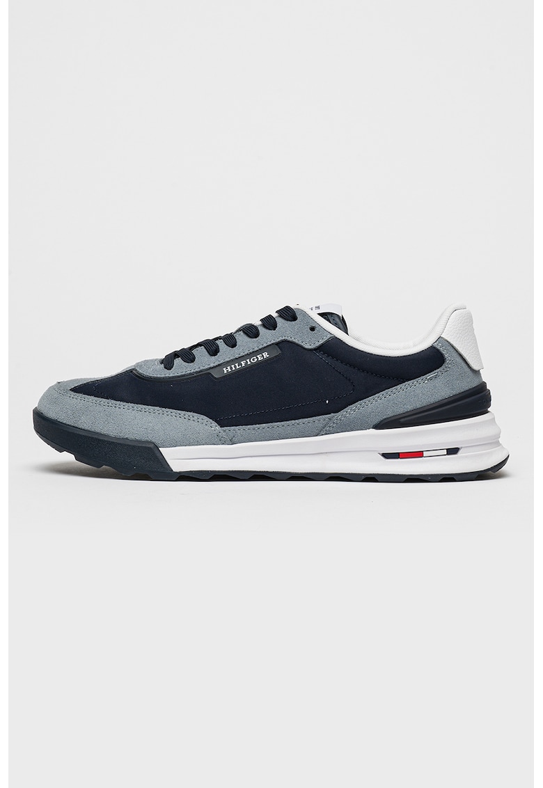 Pantofi sport cu insertii din piele intoarsa Retro Runner - Alb/Bleumarin