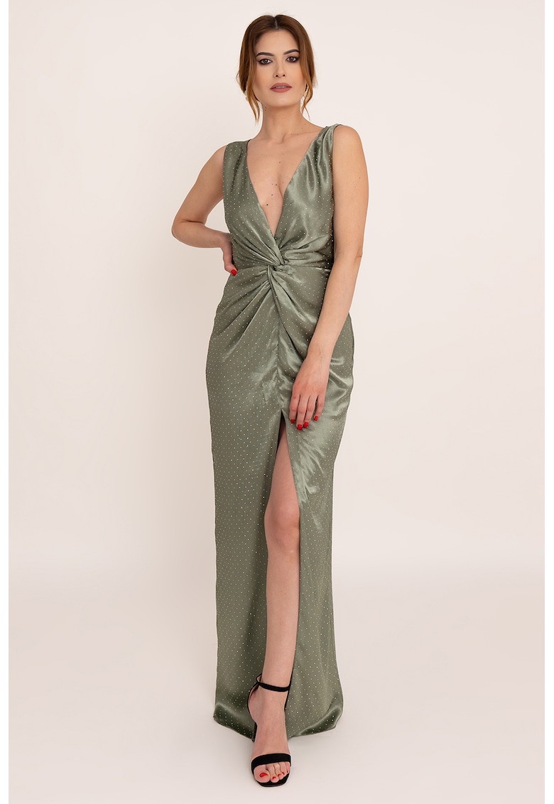 Rochie lunga cu detaliu rasucit Amour - Verde sparanghel