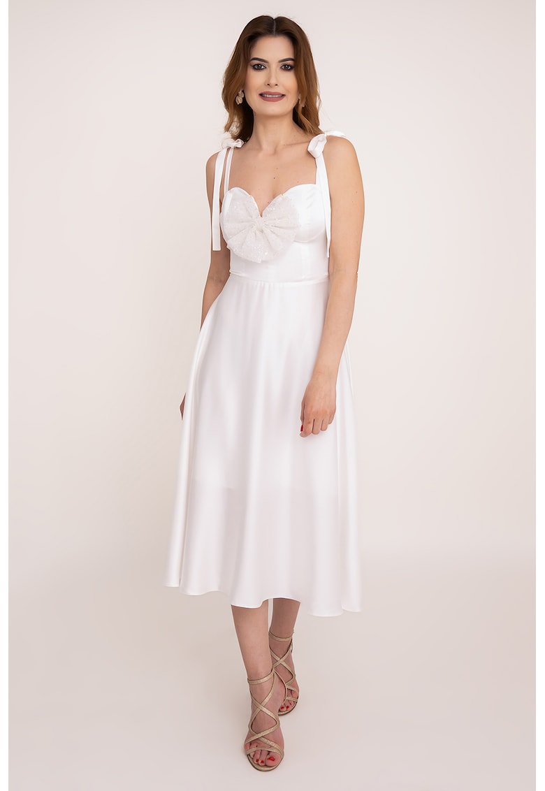 Rochie midi cu decolteu sweetheart Pearl - Alb