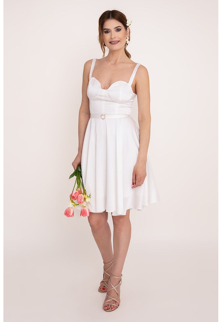 Rochie evazata cu curea Moon - Alb