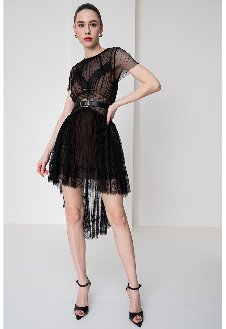Rochie scurta din tul - Negru/Maro/Transparent