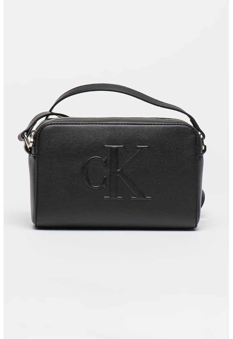 Geanta crossbody din piele ecologica cu logo in relief Geanta crossbody din piele ecologica cu logo in relief