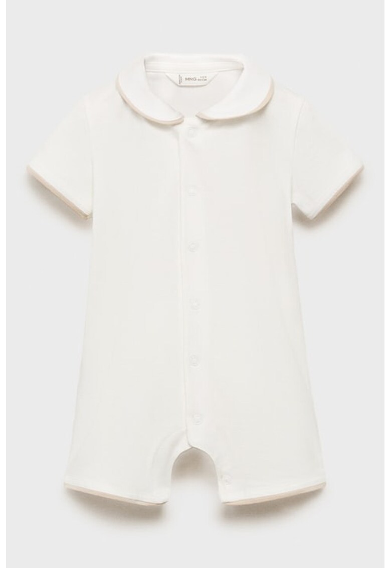 Pijama din amestec de bumbac cu guler Peter Pan - Alb murdar