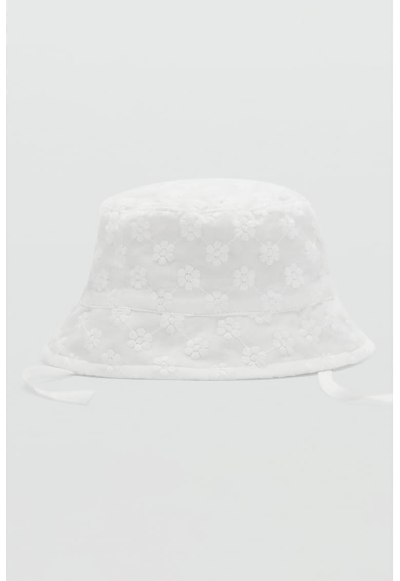 Palarie bucket cu detalii brodate - Alb