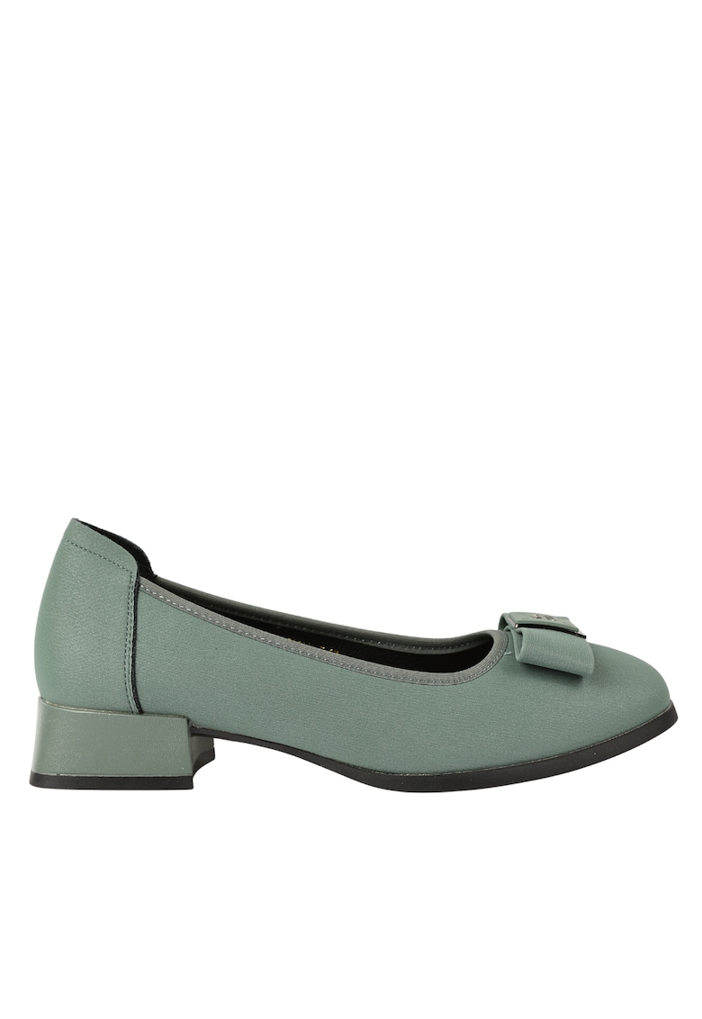 Pantofi casual - dama -  TP5112 verde - piele nabuc - cu toc
