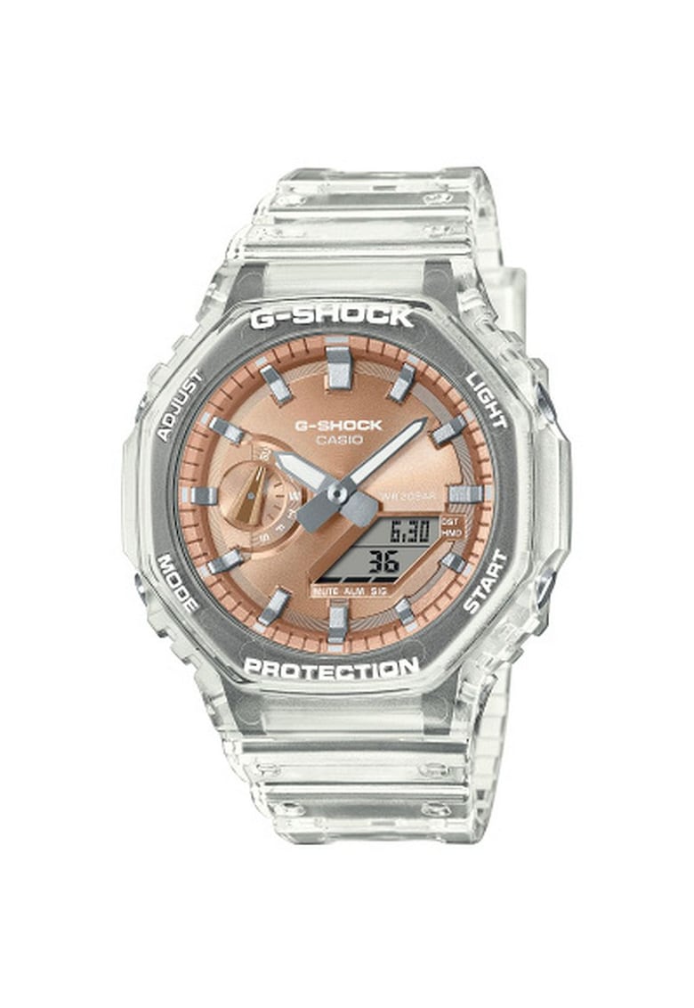 Ceas G-SHOCK GA-2100BM-7A5ER - plastic/poliuretan/cauciuc - transparent/portocaliu - 45mm - rezistent la apa 20 ATM