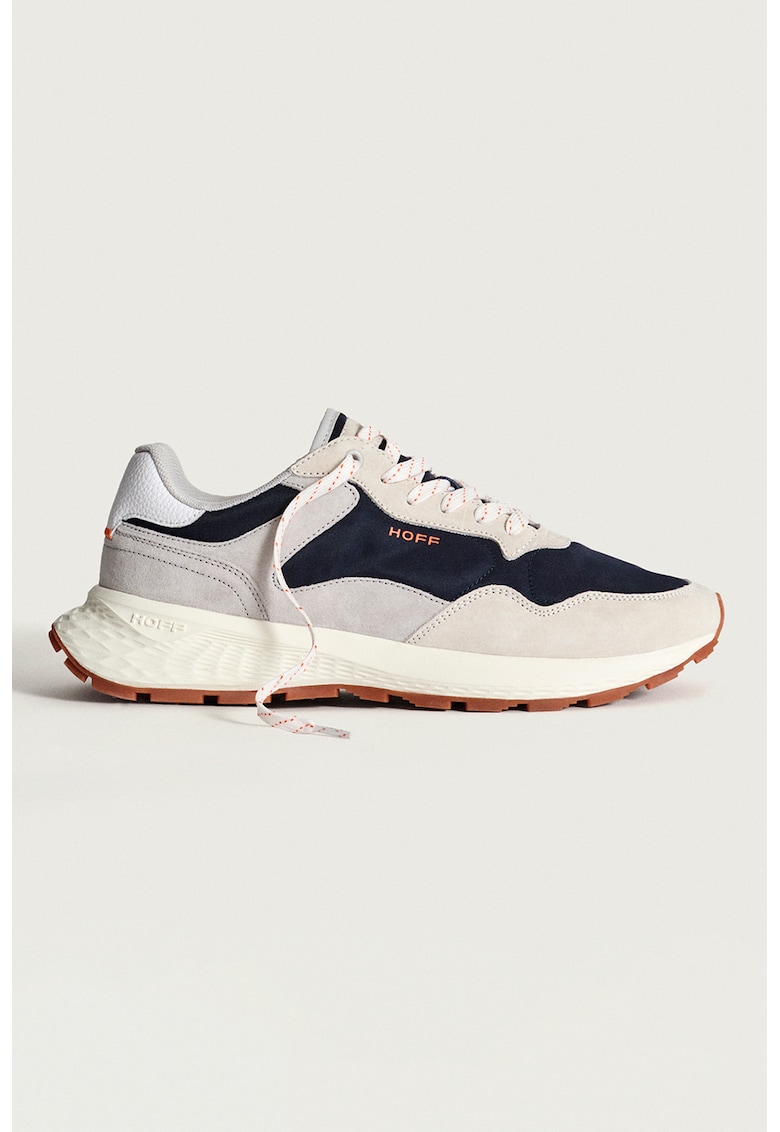 Pantofi sport din piele intoarsa cu logo - Gri/Albastru ultramarin