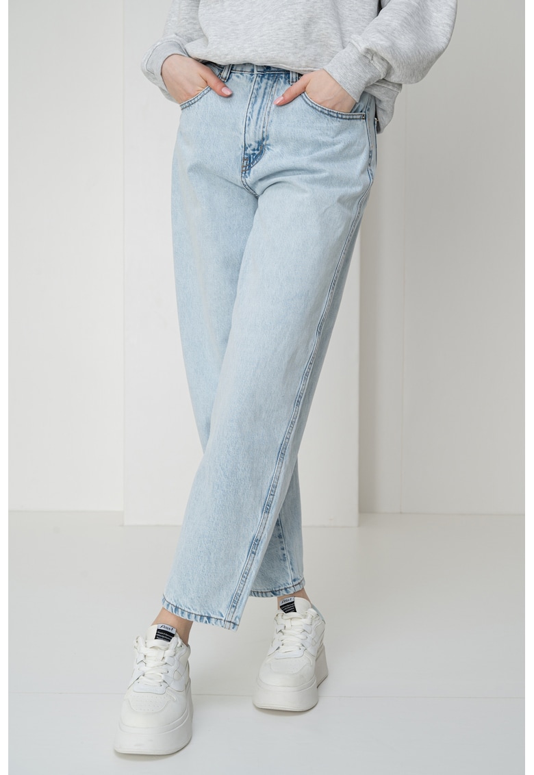 Blugi crop din amestec de bumbac organic