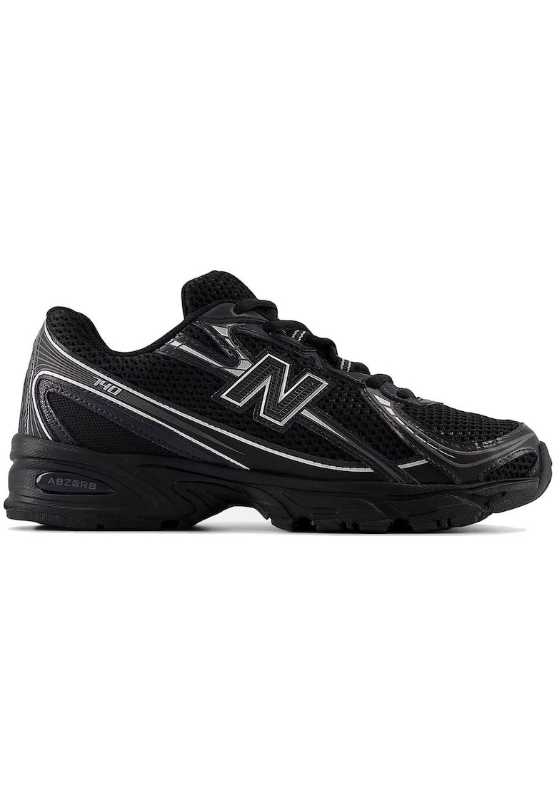 Pantofi sport 740 din piele ecologica cu garnituri din material textil - Black Grain