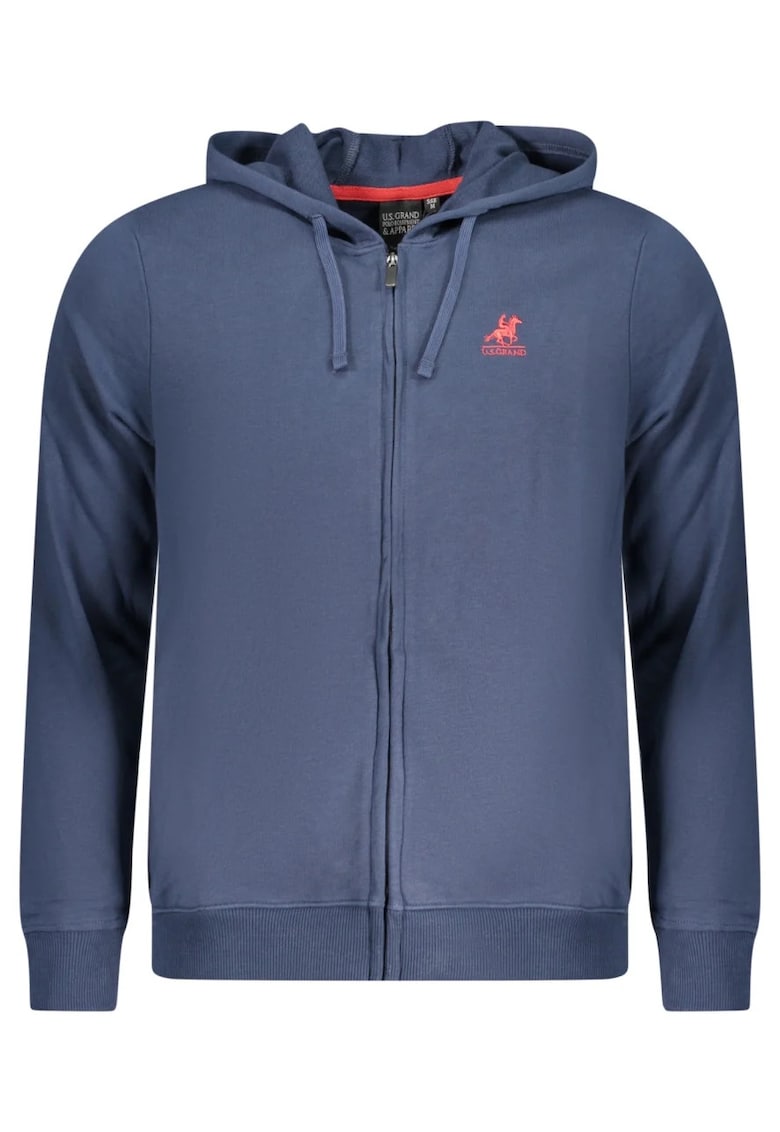 U.S. Grand POLO hanorac barbati cu fermoar si gluga - logo brodat - cu buzunare - verde