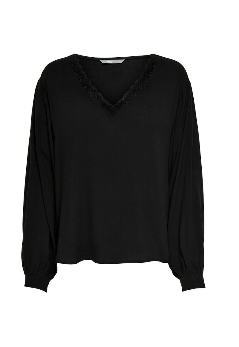 Bluza dama  neagra - 100% viscoza - decolteu in V - maneca lunga