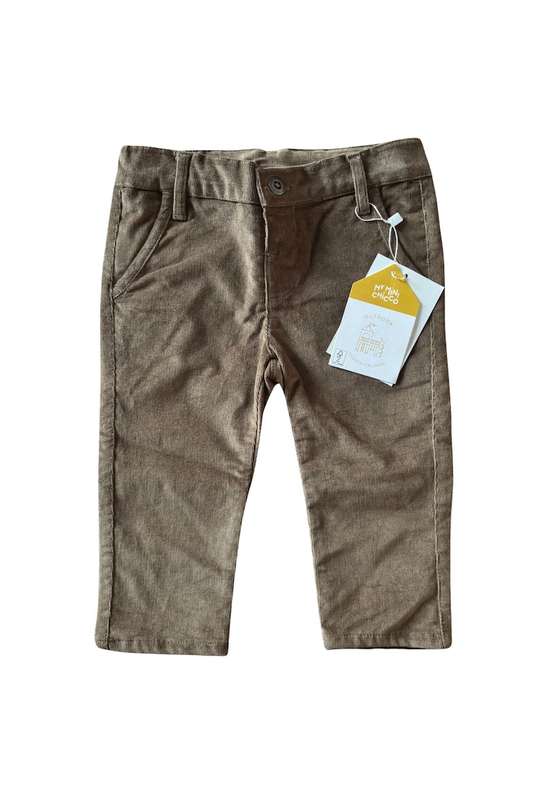 Pantaloni copii bumbac - maro - ajustabili - stil sportiv