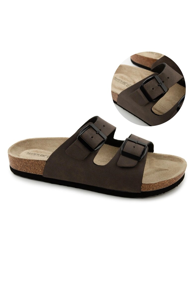 Slapi dama  Jozefina - piele vegana - culoare maro - talpa din pluta si cauciuc - design slip-on Slapi dama  Jozefina - piele vegana - culoare maro - talpa din pluta si cauciuc - design slip-on