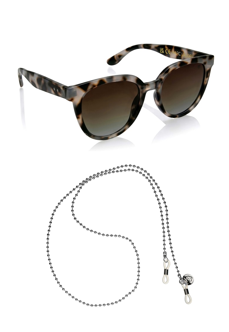Ochelari de soare butterfly unisex cu lant - Maro/Gri