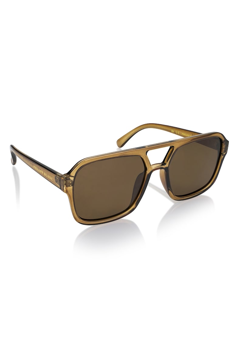 Ochelari de soare aviator unisex polarizati cu model uni - Caramel