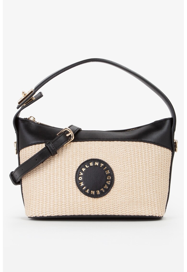 Geanta cu maner si aplicatie logo Sayor - Negru/Bej deschis