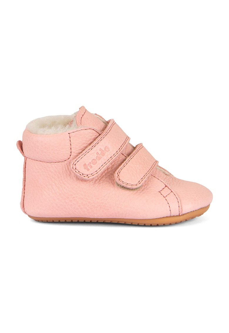 Ghete de piele cu captuseala de lana - Roz somon