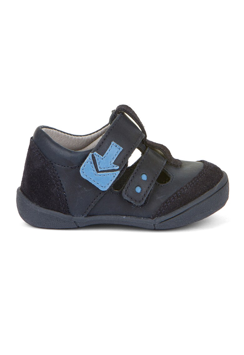 Sandale din piele cu inchidere velcro - Negru/Albastru ultramarin