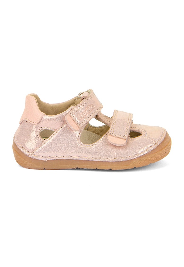 Sandale din piele cu inchidere velcro - Piersica