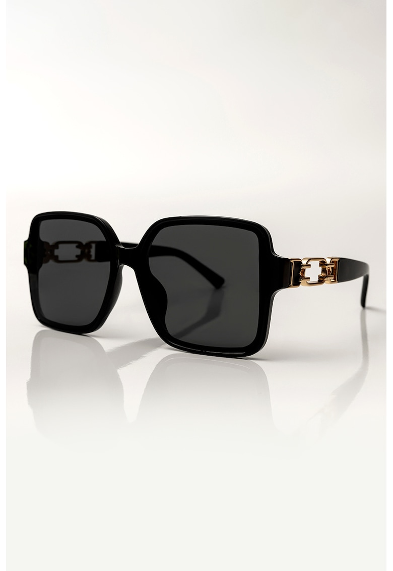 Ochelari de soare patrati cu model tortoise - Negru