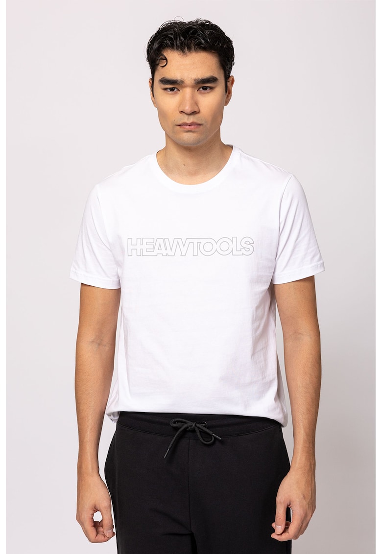 Tricou de bumbac cu imprimeu logo - Alb murdar