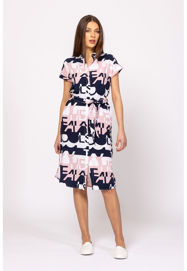 Rochie cu imprimeu si cordon in talie