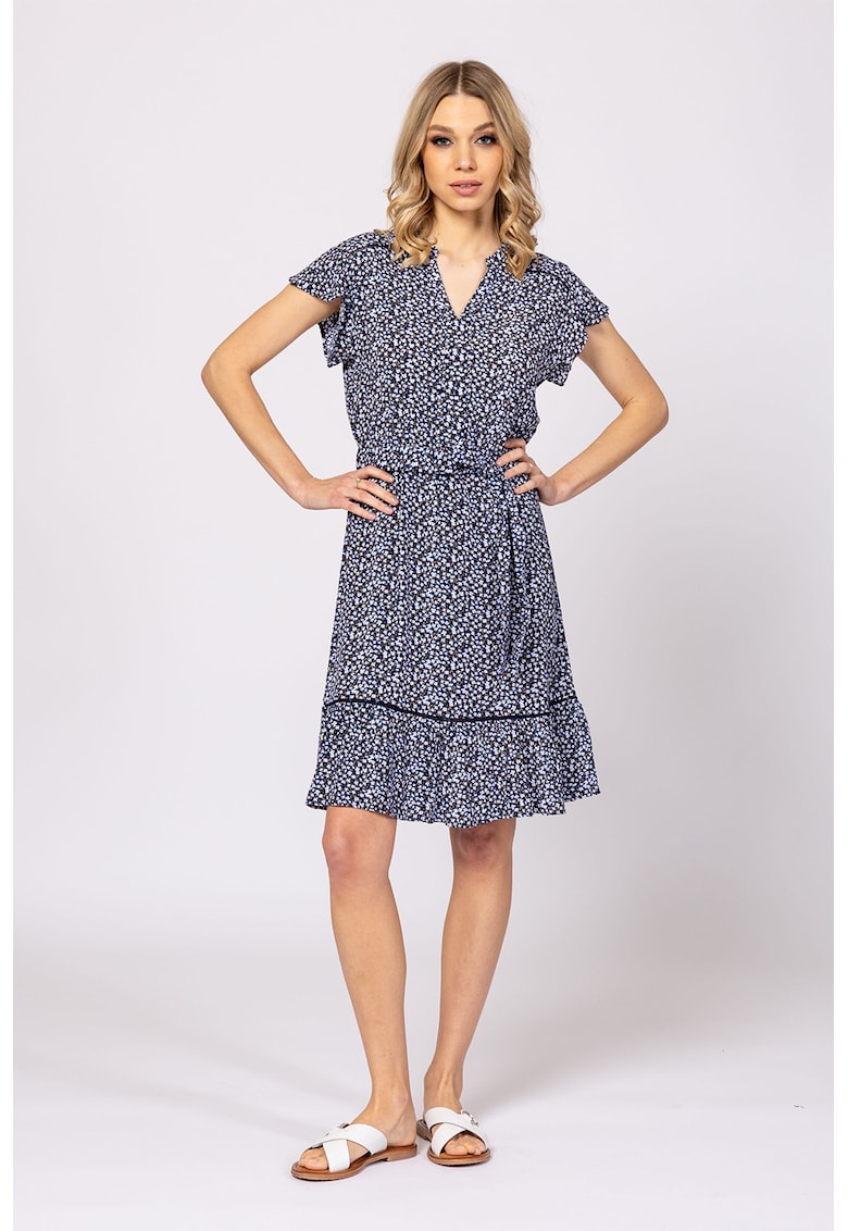 Rochie cu imprimeu si cordon in talie