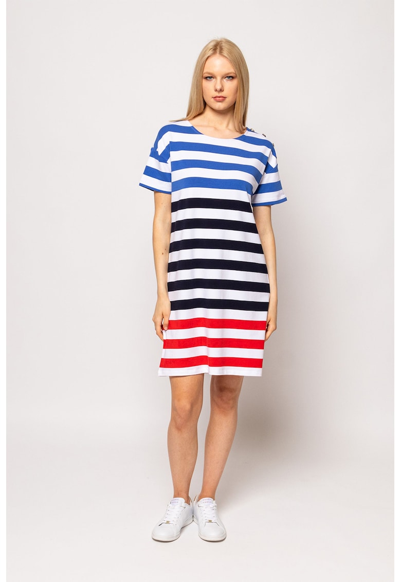 Rochie mini lejera Vuol - Negru/Coral/Alb optic