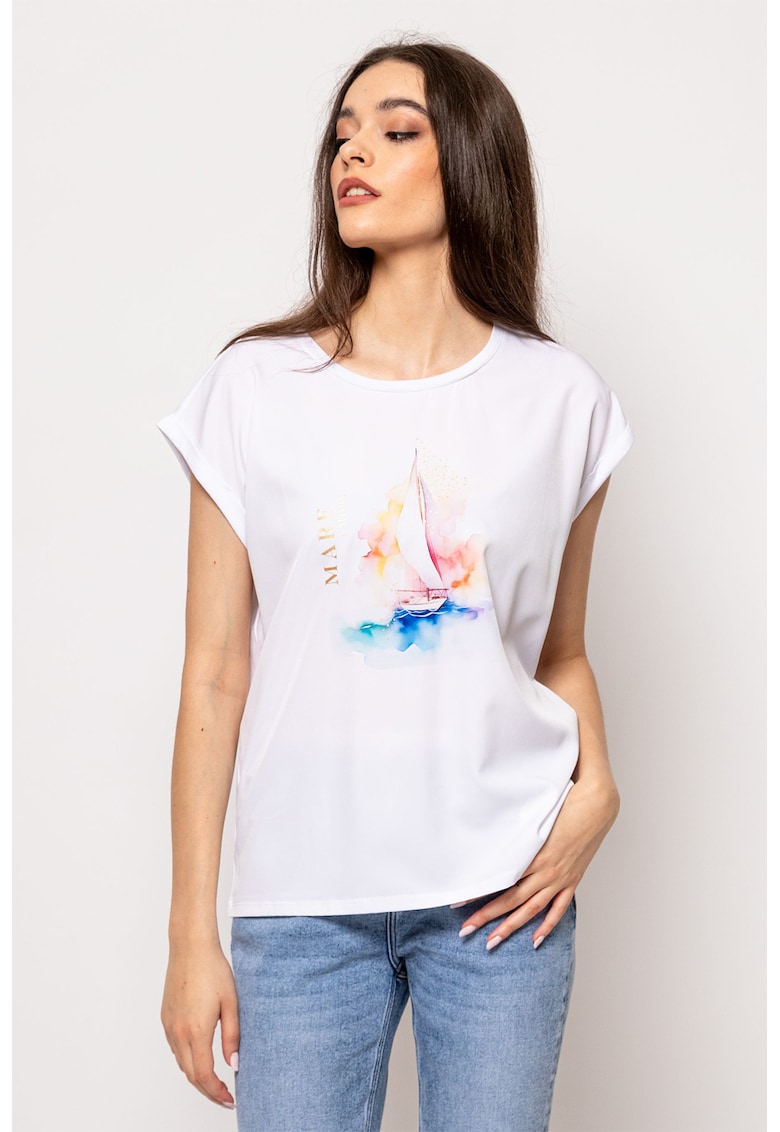 Tricou lejer din amestec de modal cu imprimeu Mona