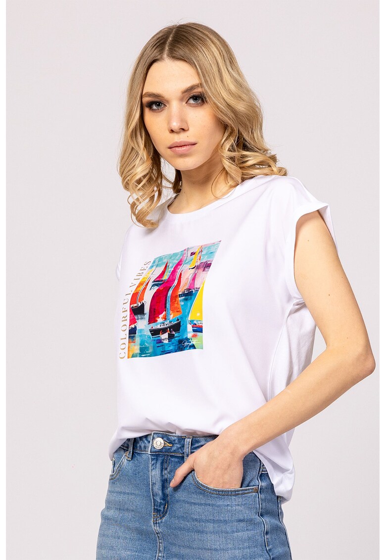 Tricou lejer din amestec de modal cu imprimeu Mona