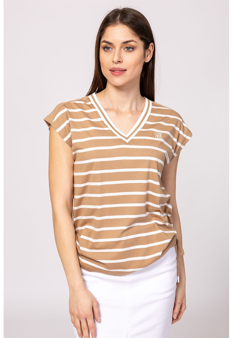 Tricou din amestec de modal cu decolteu in V Malky