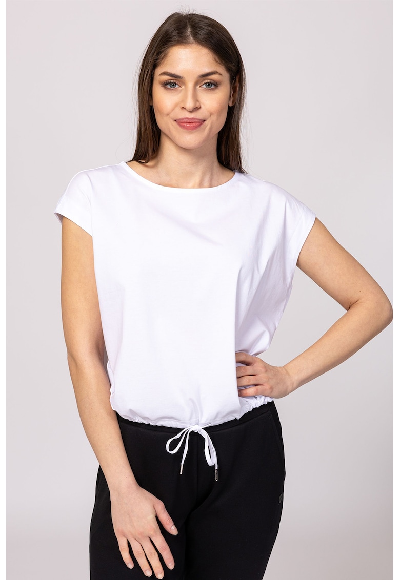 Tricou din bumbac cu decolteu rotund si terminatie ajustabila Morven