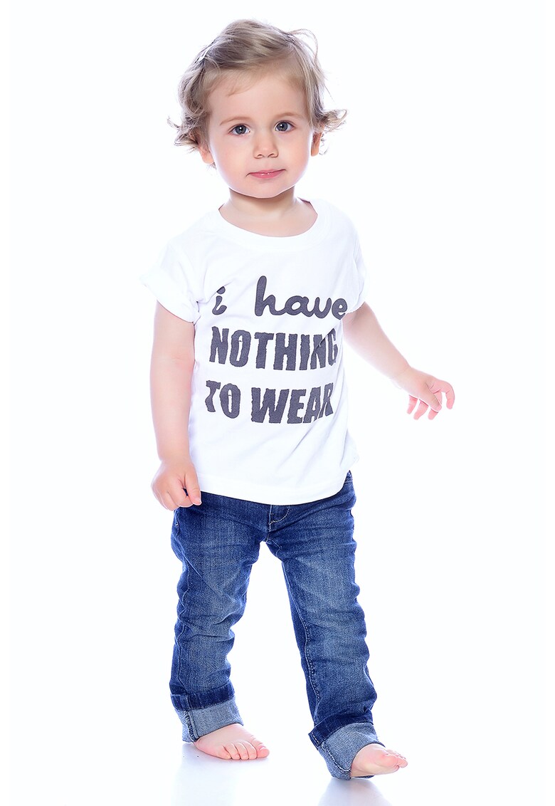 Tricou din bumbac cu imprimeu text - Negru/Alb optic