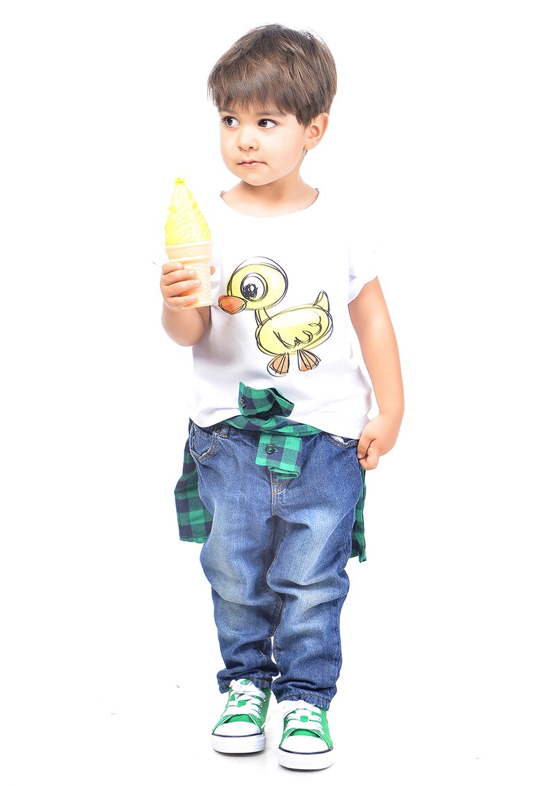 Tricou cu imprimeu grafic - Alb/Galben/Portocaliu