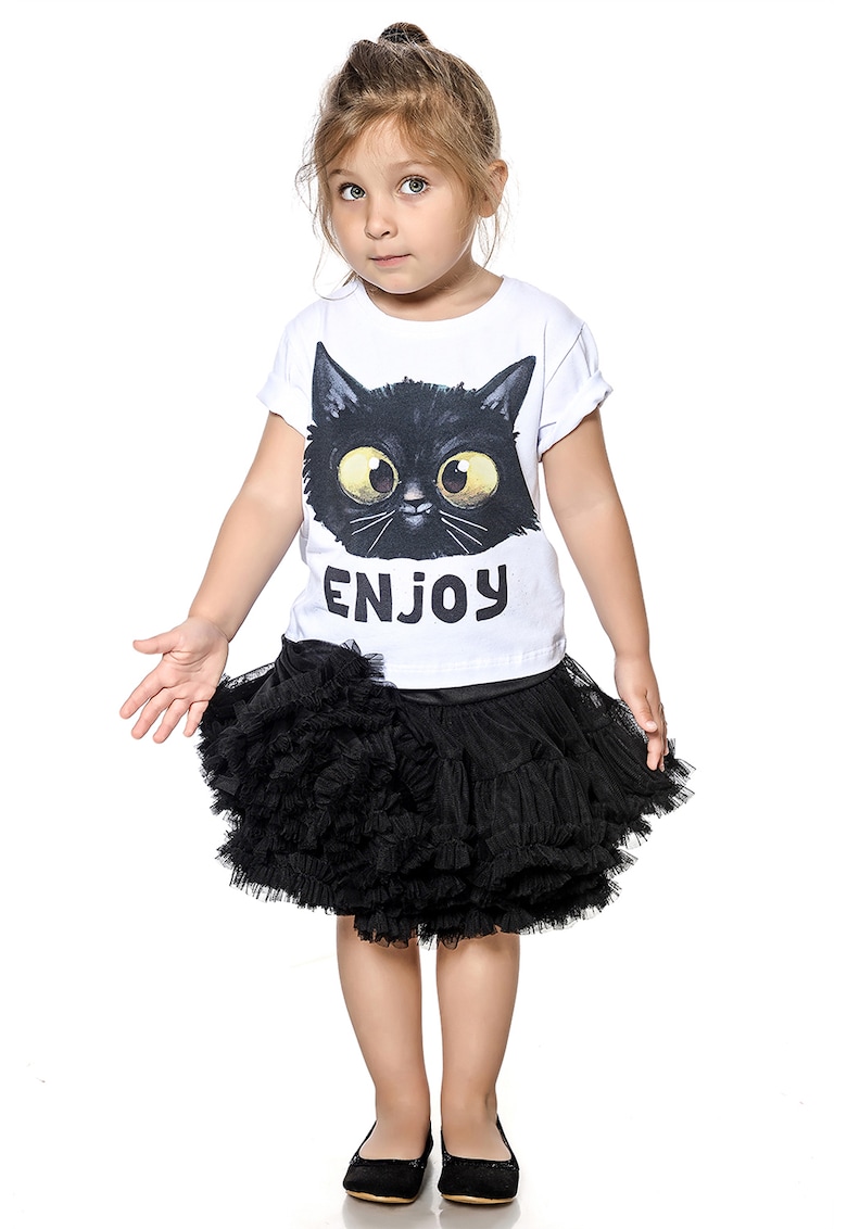 Tricou cu imprimeu cu animale - Alb/Galben murdar/Negru stins