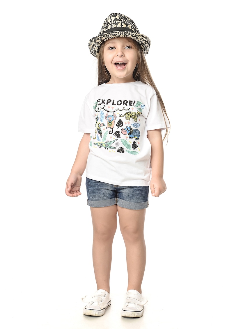 Tricou cu imprimeu si maneci cazute