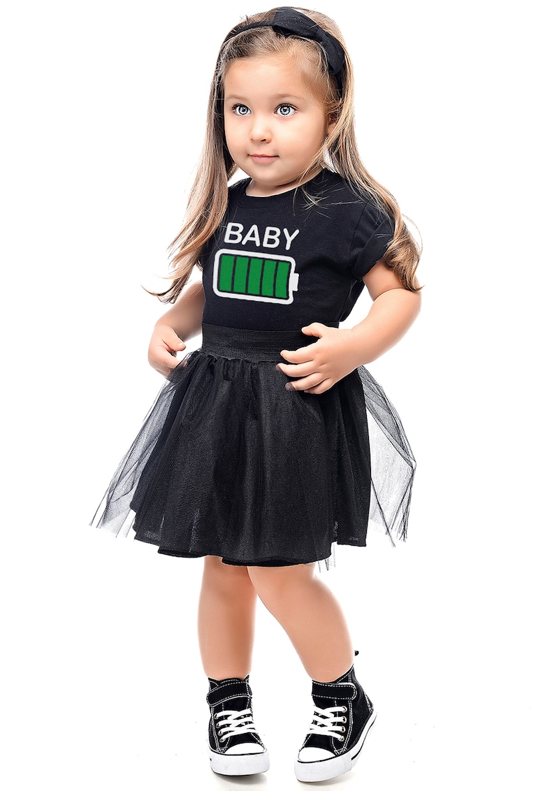 Tricou din bumbac cu imprimeu - Negru/Verde deschis