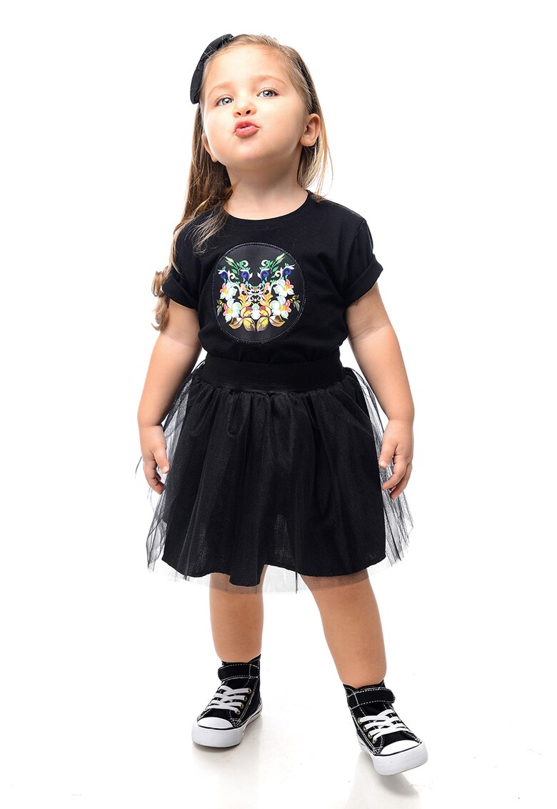 Tricou din bumbac cu imprimeu grafic - Negru