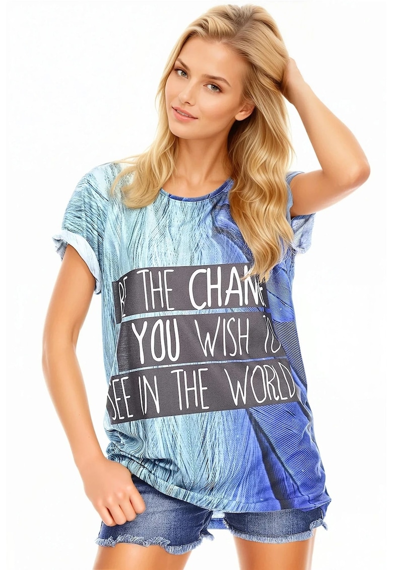 Tricou cu imprimeu grafic si text