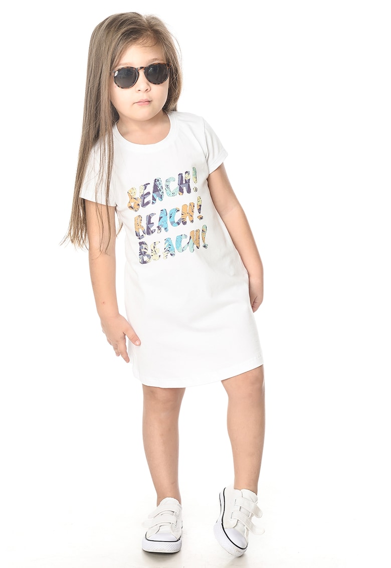 Rochie cu maneci scurte si imprimeu text